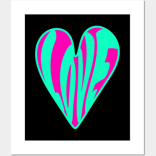 Hippie Style Love Heart, Turquoise and Pink Posters and Art